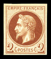 ** N°26Af, 2c Brun Non Dentelé, Impression De Rothschild, SUP (certificat)  Qualité: ** - 1863-1870 Napoleone III Con Gli Allori