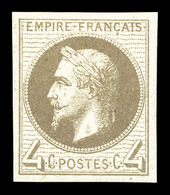 ** N°27Be, Rothschild, 4c Gris Non Dentelé, Fraîcheur Postale. SUP (certificat)  Qualité: ** - 1863-1870 Napoleone III Con Gli Allori