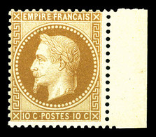 ** N°28A, 10c Bistre Type I, Bord De Feuille Latéral Gauche, Fraîcheur Postale. SUP (certificat)  Qualité: ** - 1863-1870 Napoléon III. Laure