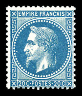** N°29B, 20c Bleu Type II. TTB (certificat)  Qualité: ** - 1863-1870 Napoléon III Lauré