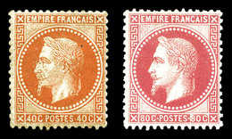 (*) N°31/32, Empire Lauré: 40c Orange Et 80c Rose, Les 2 Valeurs TB (signés Scheller)  Qualité: (*)  Cote: 775 Euros - 1863-1870 Napoléon III. Laure