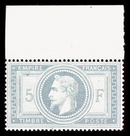 ** N°33a, 5F Gris Bleu, Bord De Feuille Supérieur, Fraîcheur Postale, SUPERBE. R.R.R (signé Calves/certificats)  Qualité - 1863-1870 Napoléon III Lauré