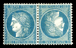 * N°37d, 20c Bleu En Paire Tête-bêche, Très Bon Centrage. SUPERBE (certificat)  Qualité: *  Cote: 7000 Euros - 1870 Belagerung Von Paris