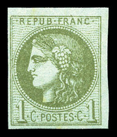 ** N°39A, 1c Olive Report 1, TTB (certificat)  Qualité: ** - 1870 Bordeaux Printing