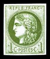 ** N°39Ba, 1c Olive Foncé Rep 2, Fraîcheur Postale. SUP (certificat)  Qualité: ** - 1870 Bordeaux Printing