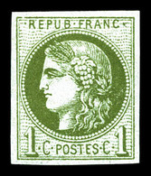 ** N°39Ba, 1c Olive Foncé Rep 2, Fraîcheur Postale. SUP (certificat)  Qualité: ** - 1870 Emission De Bordeaux