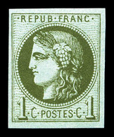 ** N°39Cb, 1c Olive-foncé, Fraîcheur Postale. TTB  Qualité: ** - 1870 Ausgabe Bordeaux