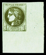 (*) N°39Cc, 1c Bronze Très Foncé, Grand Coin De Feuille, SUP (signé/certificat)  Qualité: (*) - 1870 Bordeaux Printing