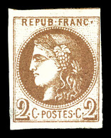 (*) N°40A, 2c Chocolat Clair Rep I, Pelurage Sinon TB (certificat)  Qualité: (*) - 1870 Ausgabe Bordeaux