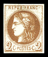 * N°40Aa, 2c Chocolat Rep I, Pelurage Sinon TB (signé Brun/certificat)  Qualité: *  Cote: 1700 Euros - 1870 Ausgabe Bordeaux