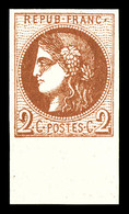 ** N°40B, 2c Brun-rouge Rep 2, Bas De Feuille, Fraîcheur Postale. SUP (certificat)  Qualité: ** - 1870 Bordeaux Printing