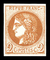 ** N°40B, 2c Brun-rouge Rep 2, Fraîcheur Postale. SUP (certificat)  Qualité: ** - 1870 Bordeaux Printing