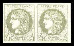 * N°41B, 4c Gris, Paire Horizontale, Quasi **, Fraîcheur Postale. SUP (signé Calves/certificat)  Qualité: *  Cote: 800 E - 1870 Bordeaux Printing