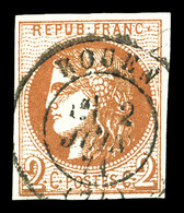 O N°40B, 2c Brun-rouge Rep 2, Obl Càd Centrale. TB (signé Calves)  Qualité: O  Cote: 330 Euros - 1870 Bordeaux Printing