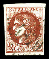 O N°40Bf, 2c Rouge-brique Foncé, Obl GC '4879'. Superbe Nuance. TTB (certificat)  Qualité: O  Cote: 1600 Euros - 1870 Bordeaux Printing