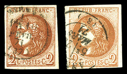 O 2c Bordeaux: Brun-rouge Et Brun Rouge Foncé, 2 Exemplaires TB  Qualité: O  Cote: 740 Euros - 1870 Bordeaux Printing