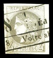 O N°41B, 4c Gris Report 2, Obl Typographique Des Journaux. SUP (certificat)  Qualité: O - 1870 Ausgabe Bordeaux