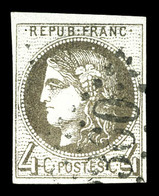 O N°41Bc, 4c Gris-noir, Nuance Rare, Très Jolie Pièce (signé Brun/certificat)   Qualité: O  Cote: 2750 Euros - 1870 Ausgabe Bordeaux