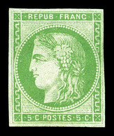 * N°42A, 5c Vert-jaune Report 1, Léger Pli De Gomme Vertical. TTB. R. (signé/certificats)  Qualité: *  Cote: 5750 Euros - 1870 Ausgabe Bordeaux