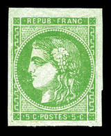 ** N°42B, 5c Vert-jaune, Grandes Marges, Fraîcheur Postale. SUP (certificat)  Qualité: ** - 1870 Emissione Di Bordeaux