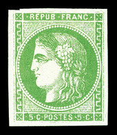 ** N°42B, 5c Vert-jaune, Fraîcheur Postale. SUP (certificat)  Qualité: ** - 1870 Emissione Di Bordeaux