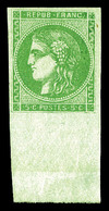* N°42B, 5c Vert-jaune Rep 2, Bord De Feuille. SUP (signé Brun/certificat)  Qualité: * - 1870 Ausgabe Bordeaux
