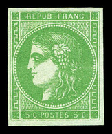 (*) N°42B, 5c Vert-jaune Rep 2. TB (signé Brun/Calves)  Qualité: (*)  Cote: 180 Euros - 1870 Emissione Di Bordeaux