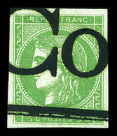 O N°42B, 5c Vert-jaune Rep 2, Obl Typographique Des Affiches. TTB (signé Brun/certificat)  Qualité: O - 1870 Emission De Bordeaux