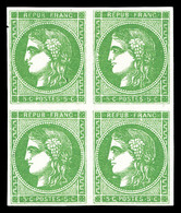 ** N°42Ba, 5c Vert-jaune Foncé En Bloc De Quatre (2ex*). Grande Fraîcheur. SUP (signé Brun/certificat)  Qualité: ** - 1870 Ausgabe Bordeaux