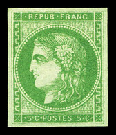 * N°42Ba, 5c Vert-jaune Foncé Rep 2. TTB (signé Calves/Brun/certificat)  Qualité: *  Cote: 450 Euros - 1870 Ausgabe Bordeaux