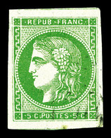 O N°42Ba, 5c Vert-jaune Foncé, Grandes Marges Avec Deux Voisins, Pièce Choisie. SUP (signé Scheller/certificat)  Qualité - 1870 Ausgabe Bordeaux
