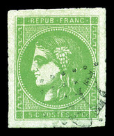O N°42Bc, 5c Vert-gris Report 2, Quatre Belles Marges. SUP (signé Calves/certificat)  Qualité: O  Cote: 600 Euros - 1870 Ausgabe Bordeaux