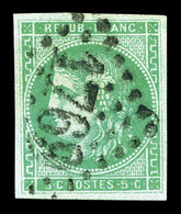 O N°42Bi, 5c Vert-émeraude Clair, Jolie Nuance. TTB (signé Calves/certificat)  Qualité: O  Cote: 450 Euros - 1870 Uitgave Van Bordeaux