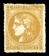 * N°43B, 10c Bistre-jaune Rep 2, Percé En Lignes. TTB (signé/certificats)  Qualité: *  Cote: 1400 Euros - 1870 Ausgabe Bordeaux