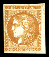 * N°43Ba, 10c Bistre-orangé Rep 2, Frais. SUP (signé Brun/certificat)  Qualité: *  Cote: 1700 Euros - 1870 Ausgabe Bordeaux