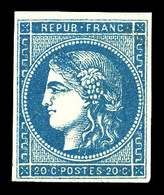 ** N°45Ba, 20c Bleu Foncé Report 2. TTB (signé Brun/Calves/certificats)  Qualité: ** - 1870 Bordeaux Printing