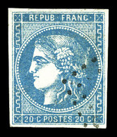 O N°46Ac, 20c Gris-bleu Type III Report 1. TTB (signé Calves)  Qualité: O  Cote: 275 Euros - 1870 Ausgabe Bordeaux