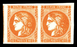 ** N°48, 40c Orange En Paire, Fraîcheur Postale. SUP (certificats)  Qualité: ** - 1870 Ausgabe Bordeaux