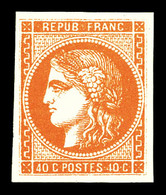 ** N°48, 40c Orange, FRAÎCHEUR POSTALE, SUP (certificat)  Qualité: ** - 1870 Ausgabe Bordeaux