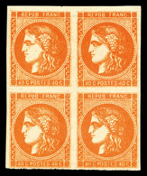 ** N°48l, 40c Orange-vif: '4' Large Tenant à Normaux En Bloc De Quatre (2ex*), FRAICHEUR POSTALE, RARE ET SUPERBE (certi - 1870 Ausgabe Bordeaux