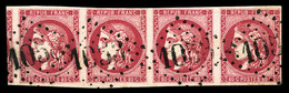 O N°49, 80c ROSE FONCÉ En Bande De Quatre, PIÈCE CHOISIE, SUP (signé Brun/certificat)   Qualité: O  Cote: 2300 Euros - 1870 Ausgabe Bordeaux