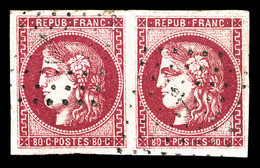 O N°49, 80c Rose Foncé En Paire Obl Ancre. TTB (signé Scheller/certificat)  Qualité: O  Cote: 900 Euros - 1870 Ausgabe Bordeaux