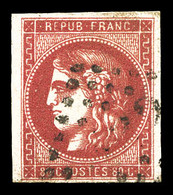 O N°49d, 80c Groseille Obl GC, Fente Dans Une Marge. TB (signé Brun/Calves/certificat)  Qualité: O  Cote: 1200 Euros - 1870 Bordeaux Printing