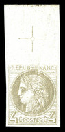 ** N°52b, 4c Gris Non Dentelé, Haut De Feuille Avec Croix De Repère, Fraîcheur Postale. SUP (signé Calves/certificat)  Q - 1871-1875 Ceres