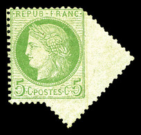 * N°53, 5c Vert-jaune, Exceptionnelle Variété De Piquage Oblique. SUPERBE. R.R. (signé Calves/Brun/certificat)  Qualité: - 1871-1875 Ceres