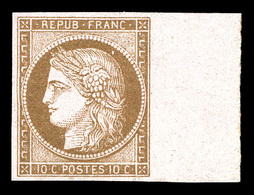 * N°58b, 10c Brun Sur Rose Non Dentelé, Bord De Feuille Latéral Droit. SUP (certificat)  Qualité: *  Cote: 600 Euros - 1871-1875 Ceres