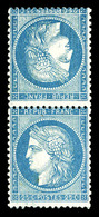 * N°60Ab, 25c Bleu En Paire Tête-bêche, Un Exemplaire **, Grande Fraîcheur, Exceptionnelle Qualité. SUPERBE. R.R.R (sign - 1871-1875 Cérès
