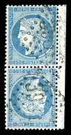 O N°60Ab, 25c Bleu En Paire Tête-bêche Obl GC, Bord De Feuille. SUP. R. (signé Calves/certificat)  Qualité: O  Cote: 550 - 1871-1875 Ceres