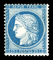 * N°60B, 25c Bleu Type II, Frais. SUP. R. (signé Calves/certificat)  Qualité: *  Cote: 3800 Euros - 1871-1875 Cérès