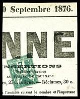 O N°62, 2c Vert Type I Obl Typographique Des Journaux Sur Son Support, TTB  Qualité: O  Cote: 350 Euros - 1876-1878 Sage (Type I)